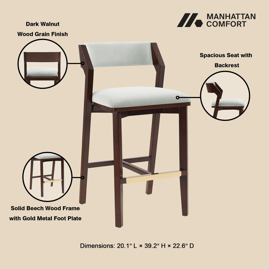 Bar Height Barstool with Backrest - Pearl Silver, White, Black, Dark Green