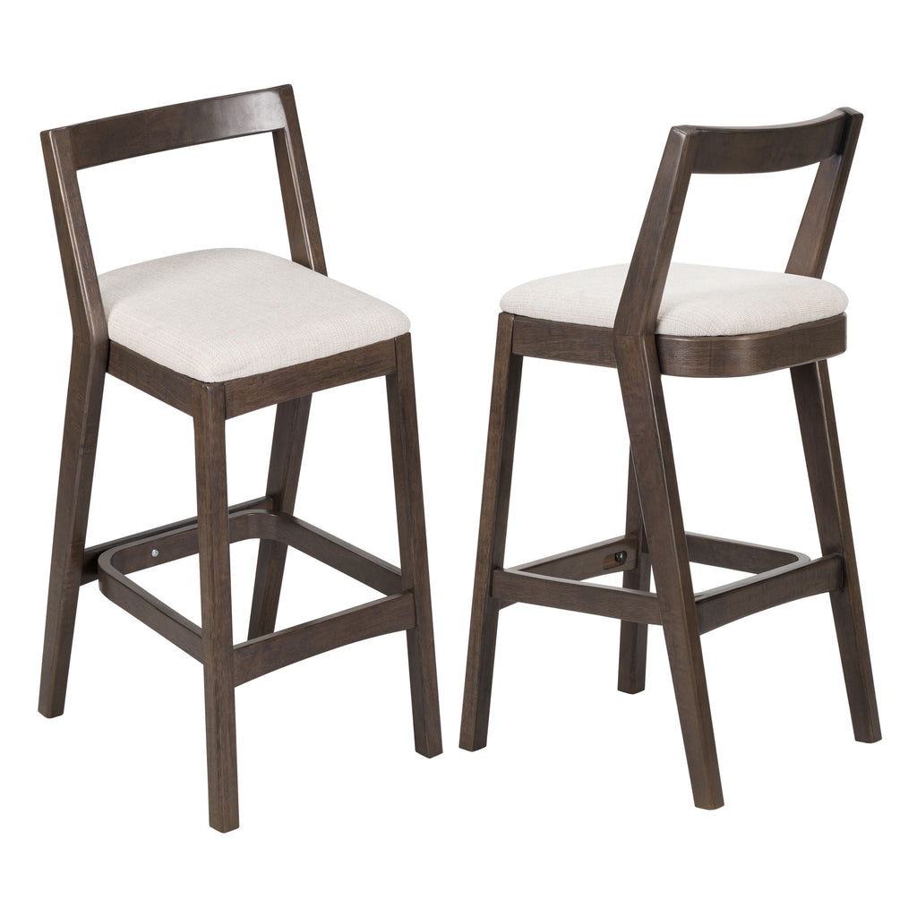 Jasper Indoor Barstool Set of 2 with Durable Rubberwood Seating - Dark Brown or Light Brown