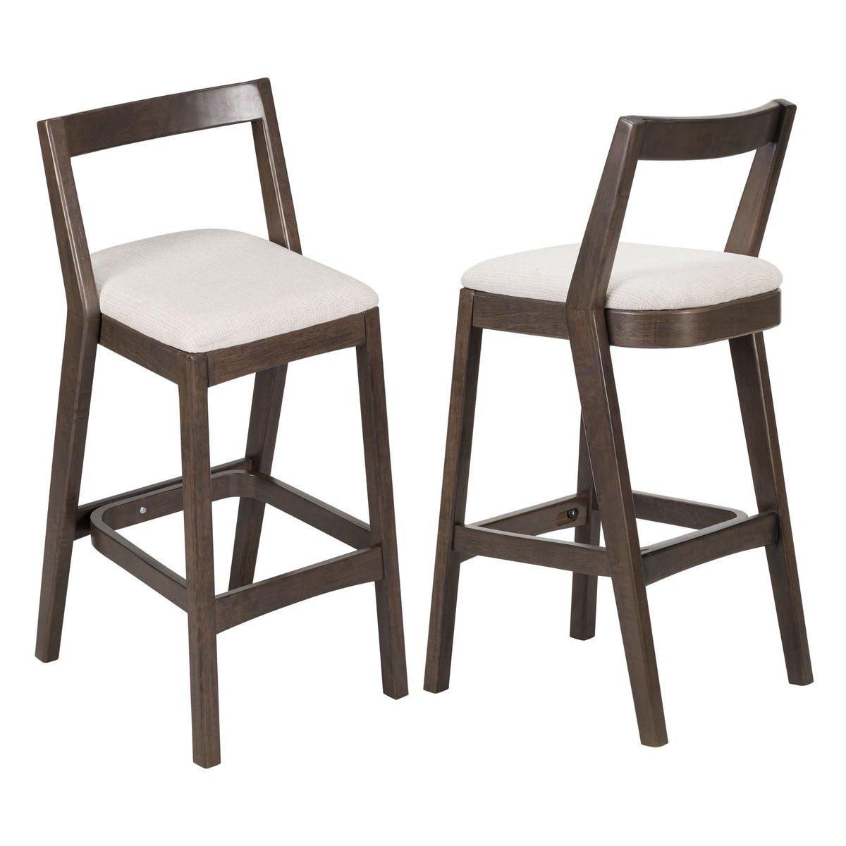 Jasper Indoor Barstool Set of 2 with Durable Rubberwood Seating - Dark Brown or Light Brown