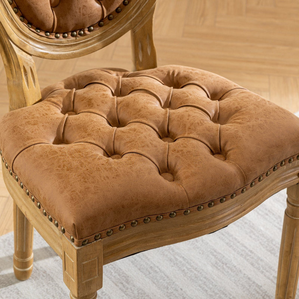 French Style Solid Wood Dining Chair with Nailhead Trim - Multiple Colors