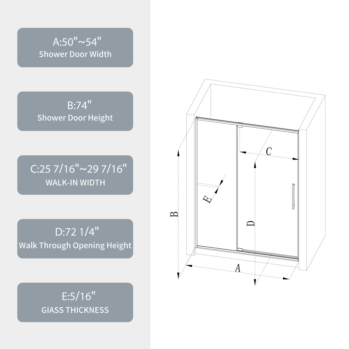 Pivot Shower Door with Tempered Glass and Soft-Close Hinge - Brushed Nickel