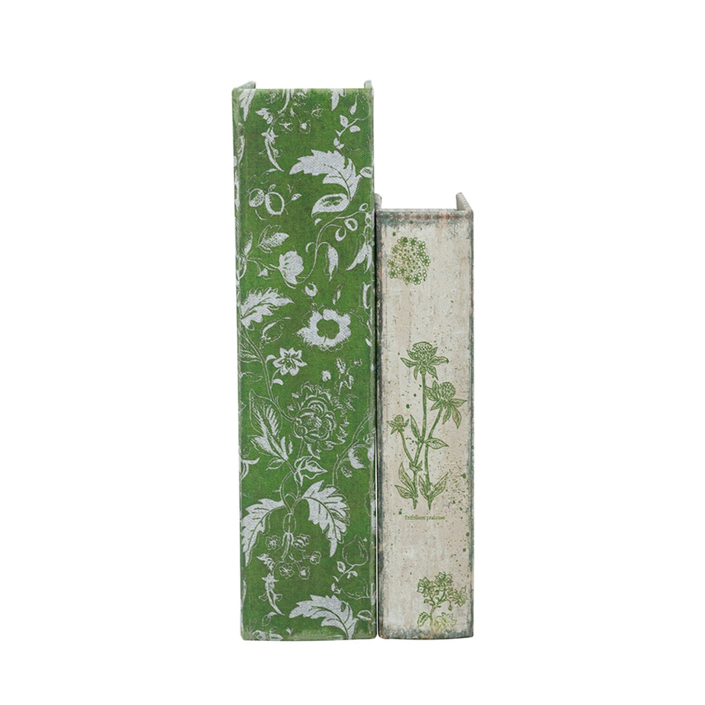 Rustic Floral Decorative Book Boxes with Hidden Storage - Set of 2
