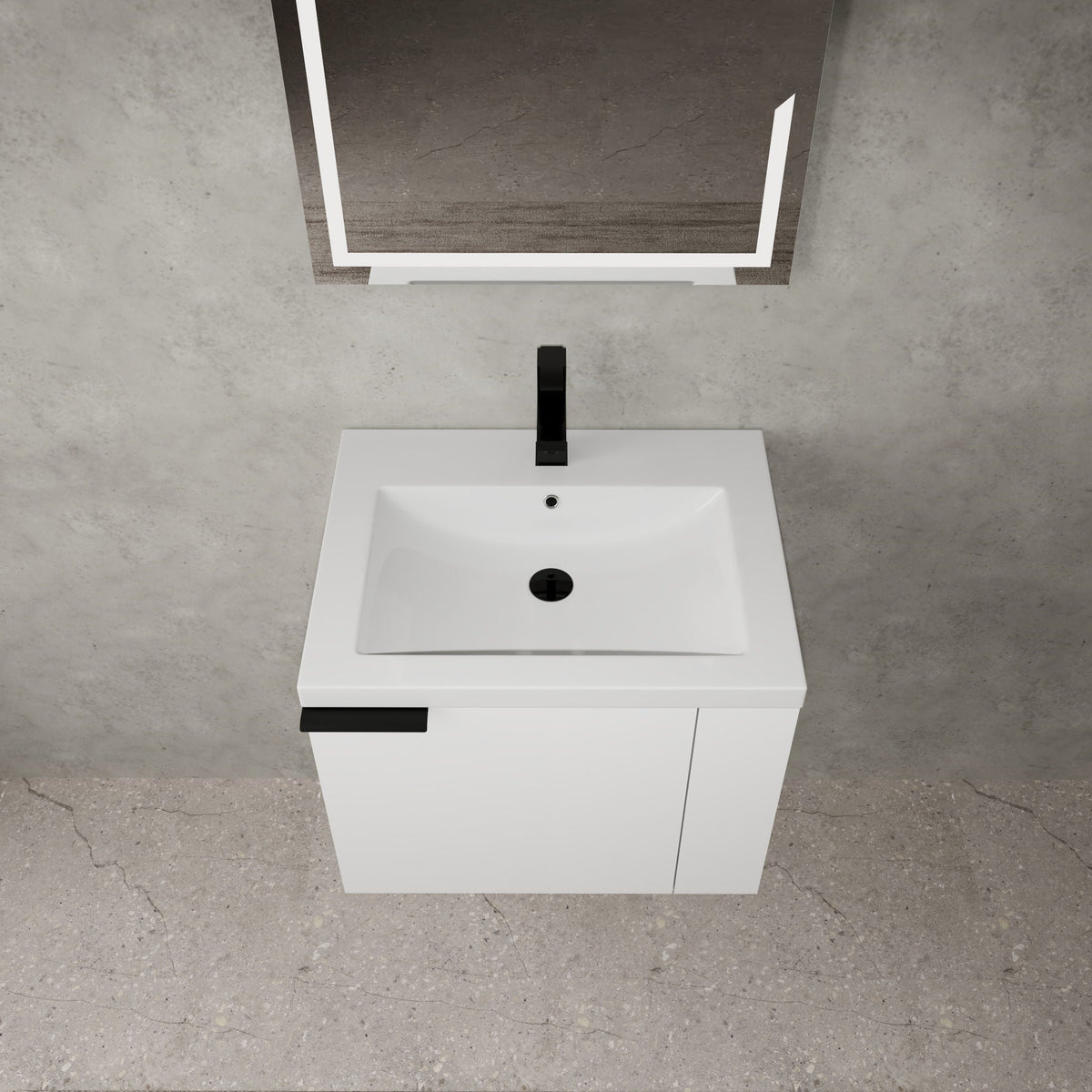 Modern Bathroom Vanity with Side Storage - Light Brown or White