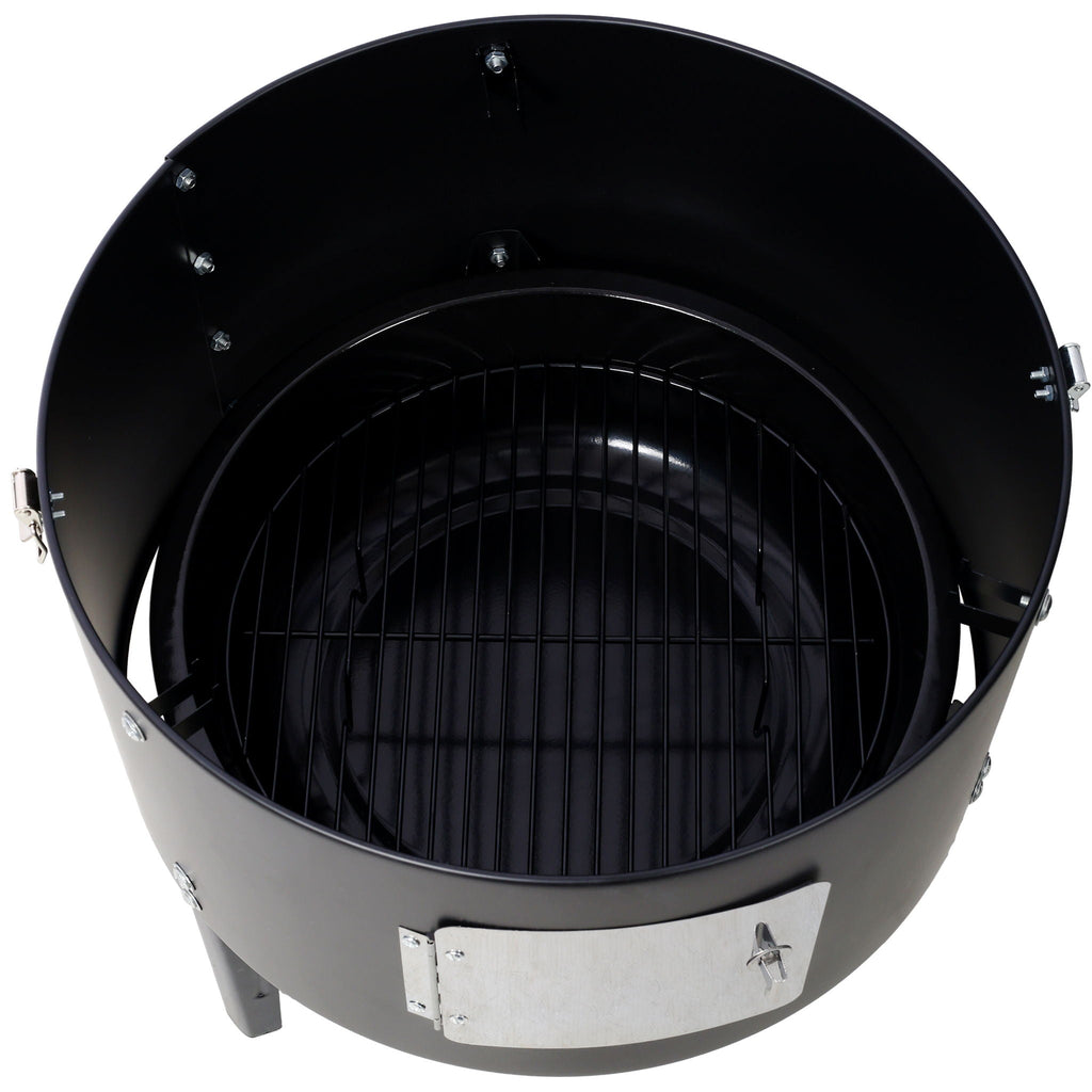 17" Steel Charcoal BBQ Grill with Built-in Thermometer - Black