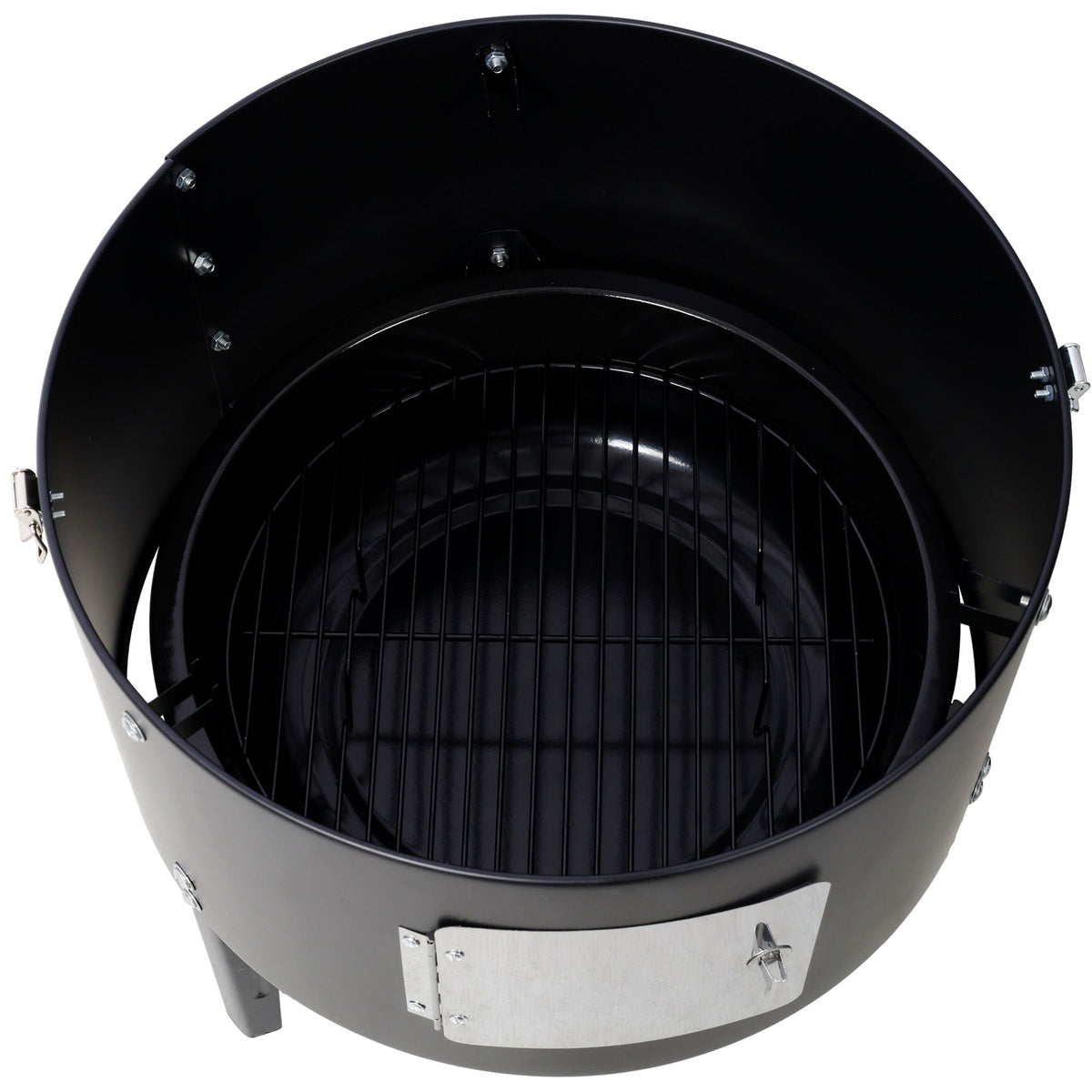 17" Steel Charcoal BBQ Grill with Built-in Thermometer - Black