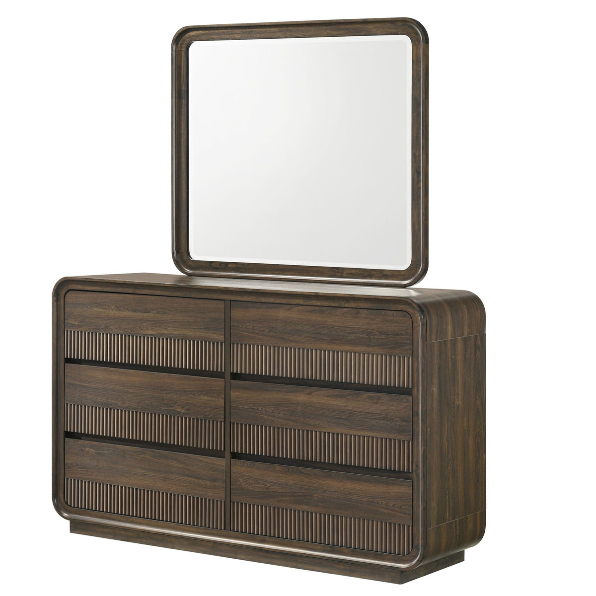 Flair Rounded Edges 1 Piece Dresser with Six Drawer Storage - Brown