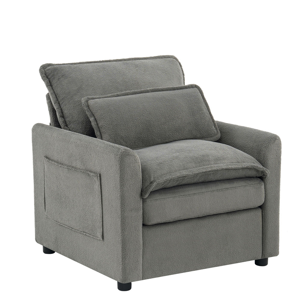 Modern Single Seat Accent Chair with Side Storage Pockets - Multiple Colors