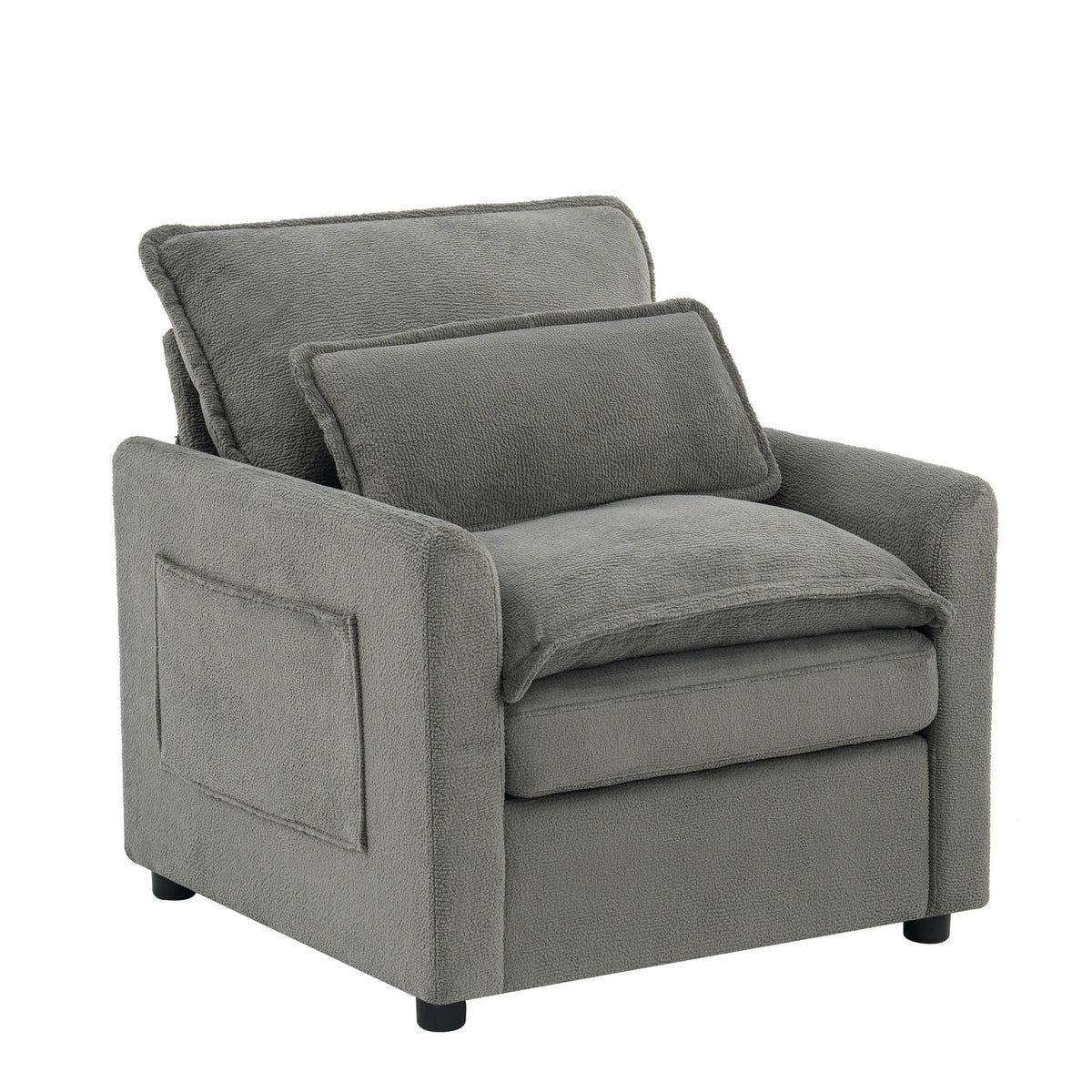 Modern Single Seat Accent Chair with Side Storage Pockets - Multiple Colors