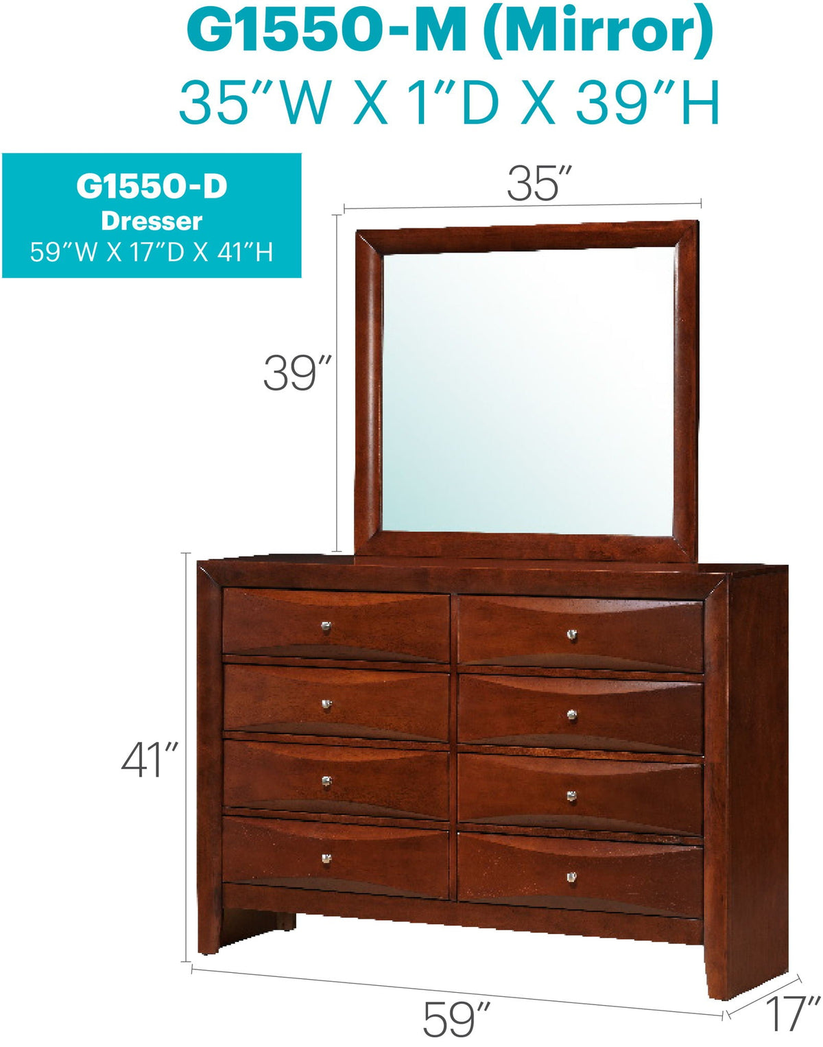 Marilla Dresser with Molded Resin Drawer Fronts - Multiple Colors