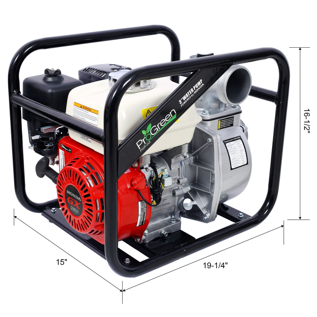 Honda GX160 Engine 3" Water Pump with 25ft Hose - Black/Red