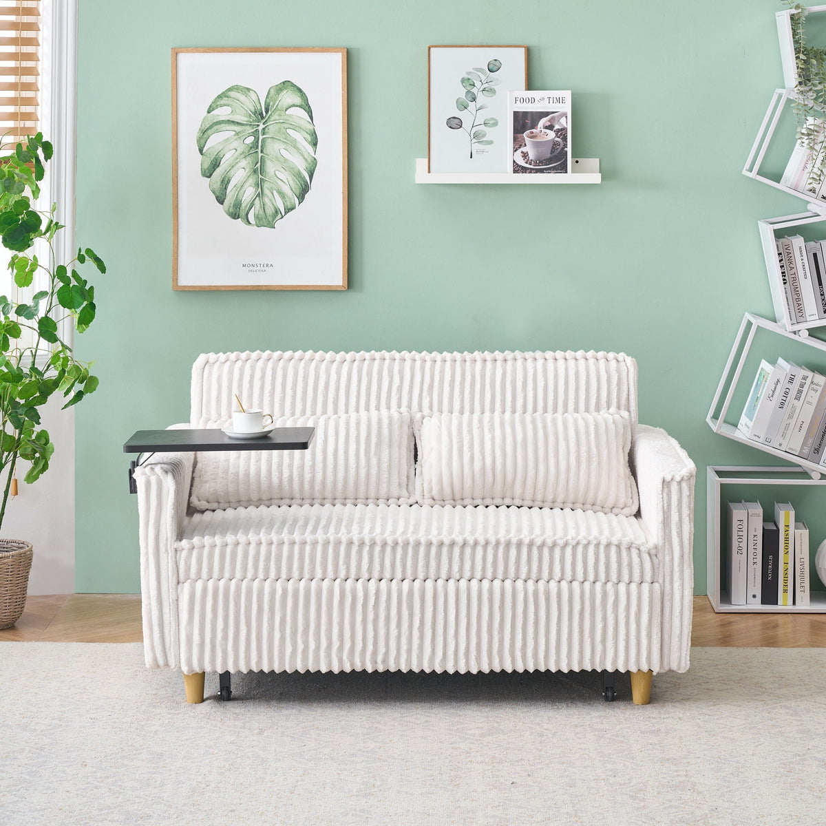 Pull Out Sofa With Movable Tabletop and USB Ports - Multiple Colors