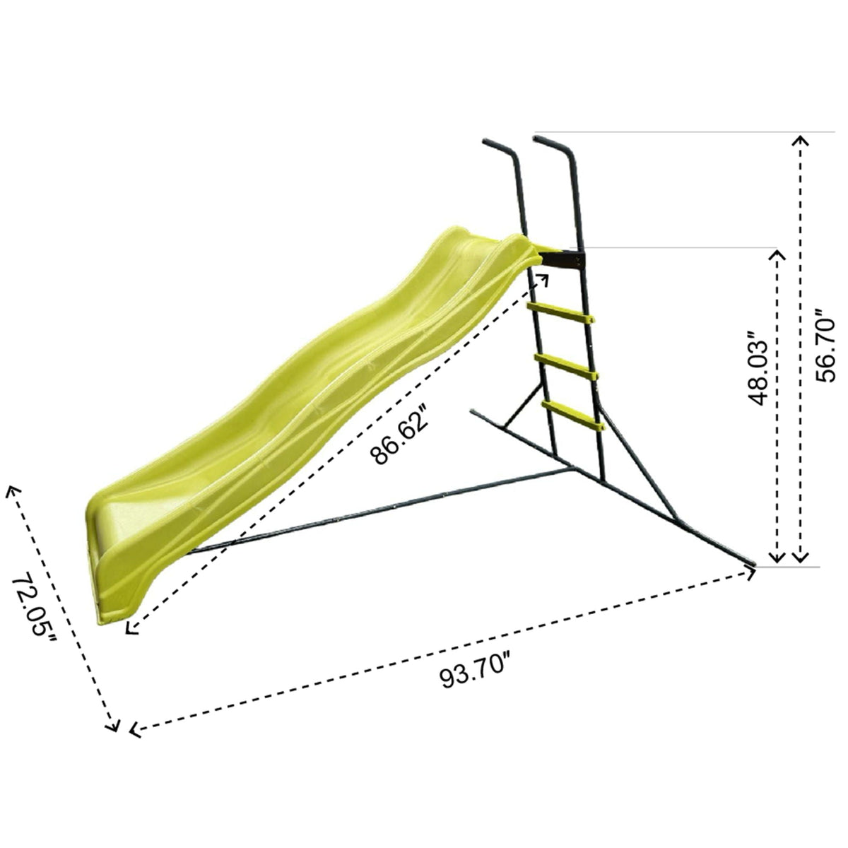 Indoor Freestanding Playground Equipment Slide with Safety Guardrails - Green