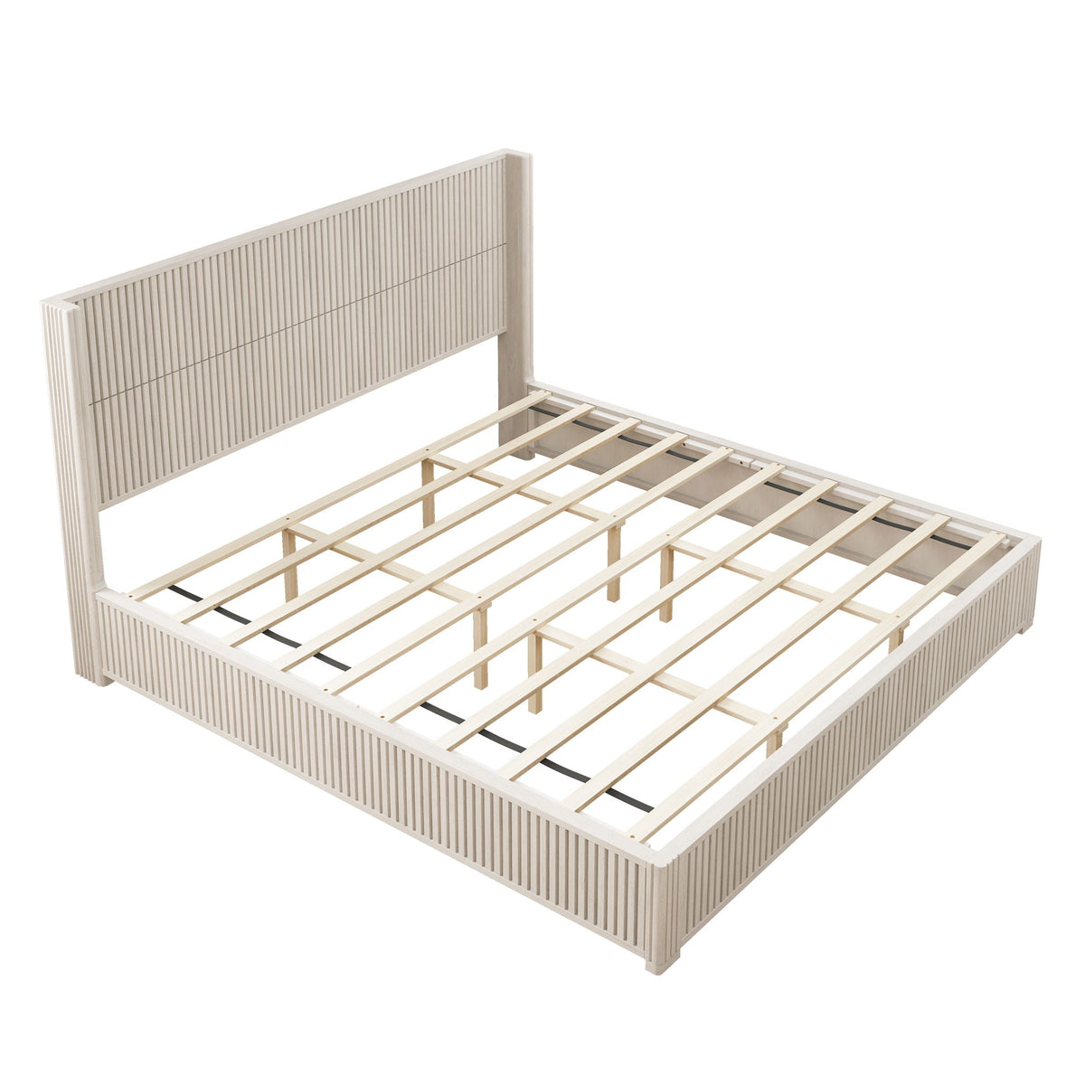 Platform Bed Frame with Headboard, Floor Standing Design - Queen & King