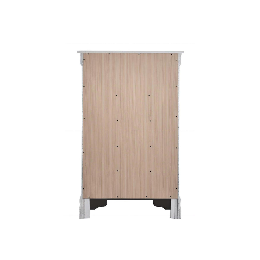 Embossed X Design Accent Chest with Crystal Pulls - Gray, Black, or Pearl Silver