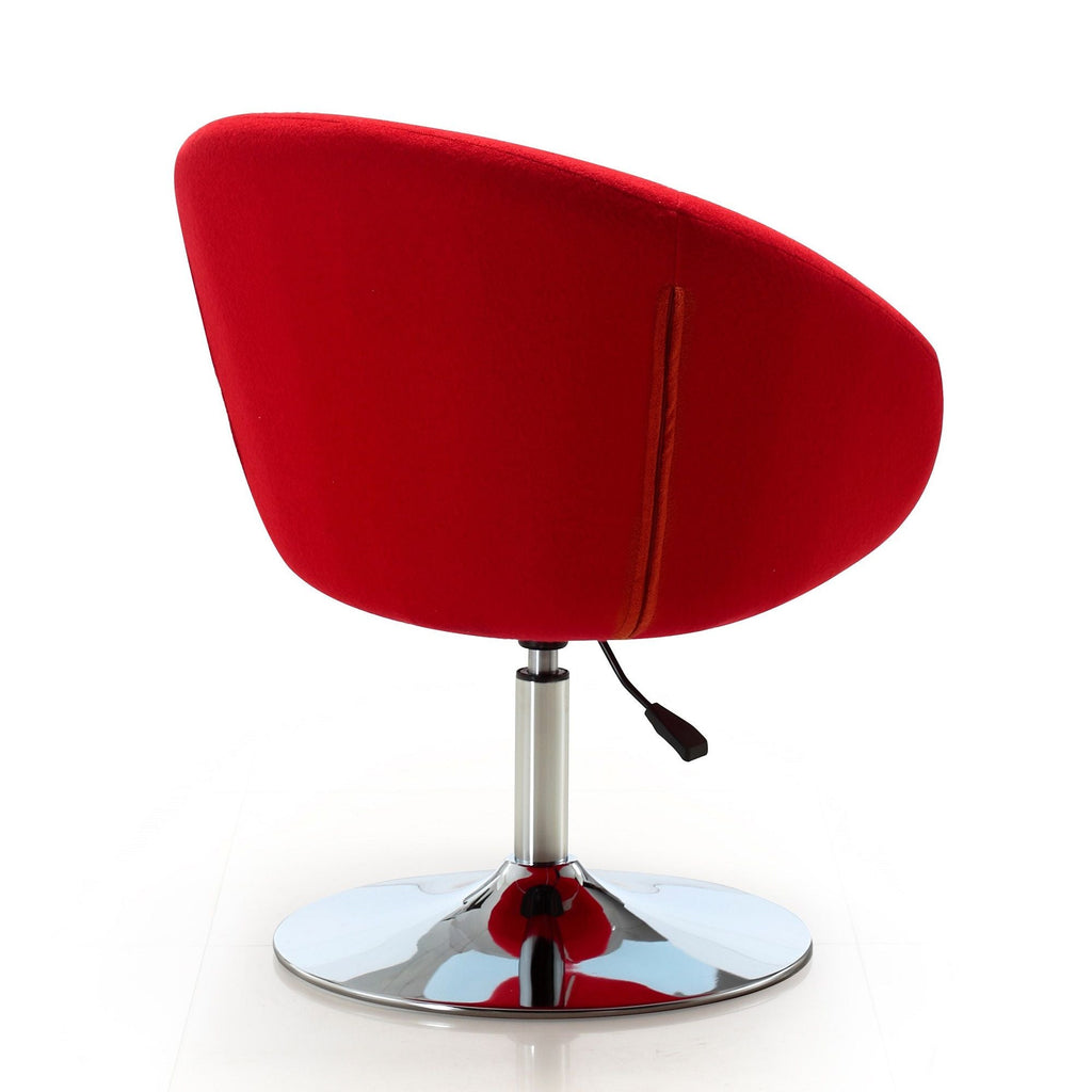 Upholstered Swivel Lounge Chair with Adjustable Height - Red