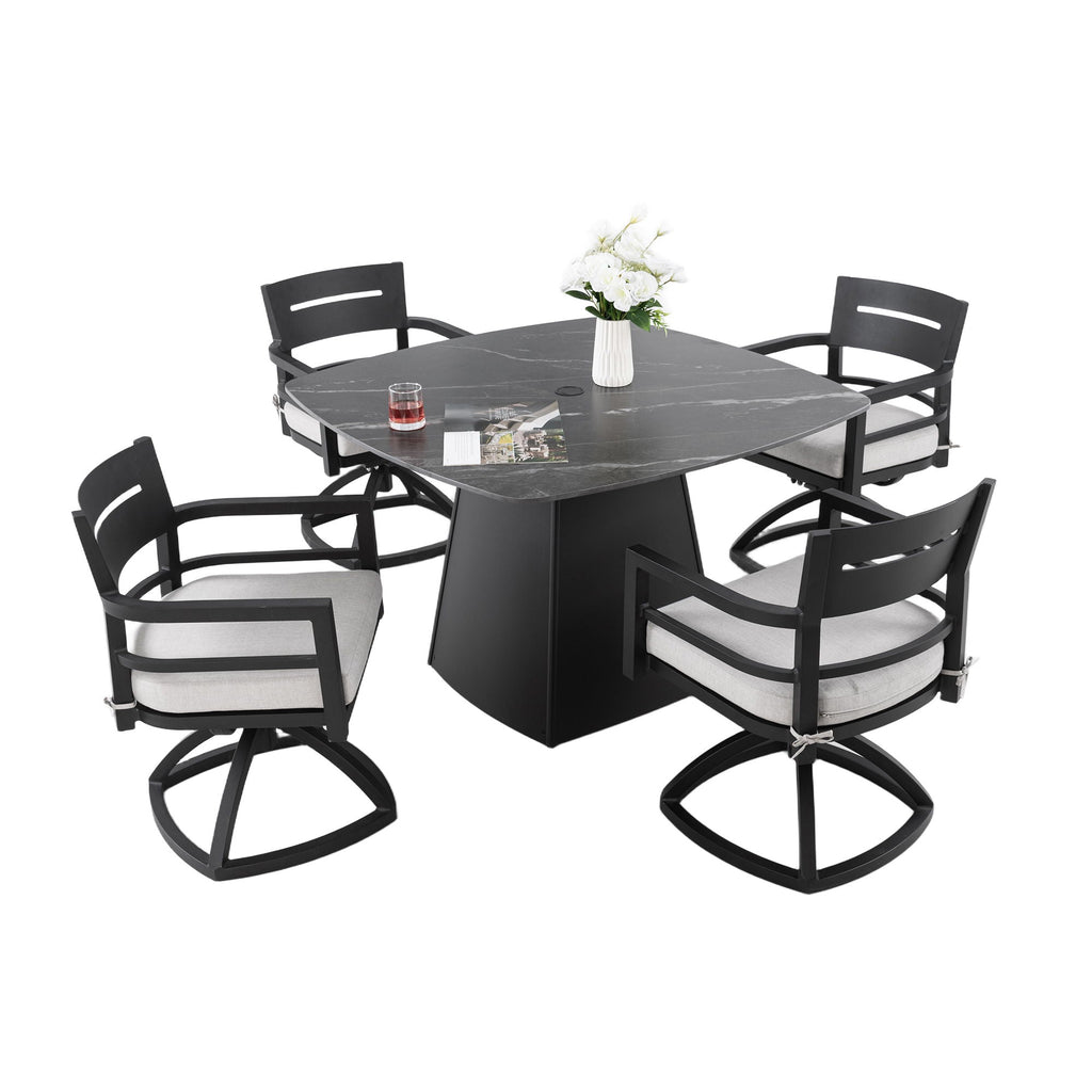 Outdoor Patio Dining Set with Sunbrella Cushions - White or Black