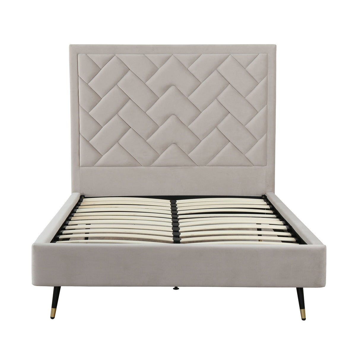 Upholstered Bed with Headboard and Slats - Multiple Colors
