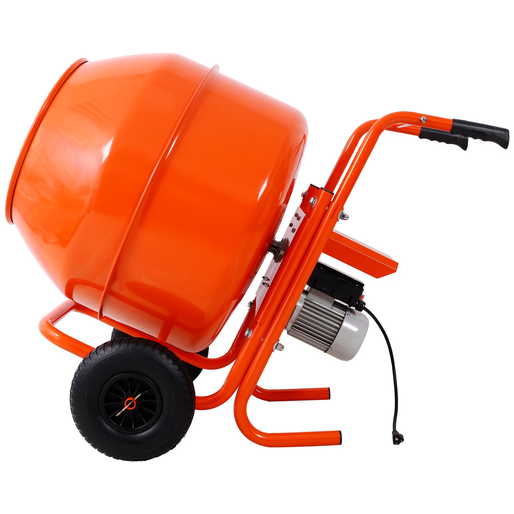 224L 8CUFT Portable Cement Mixer with Steel Drum - Grey