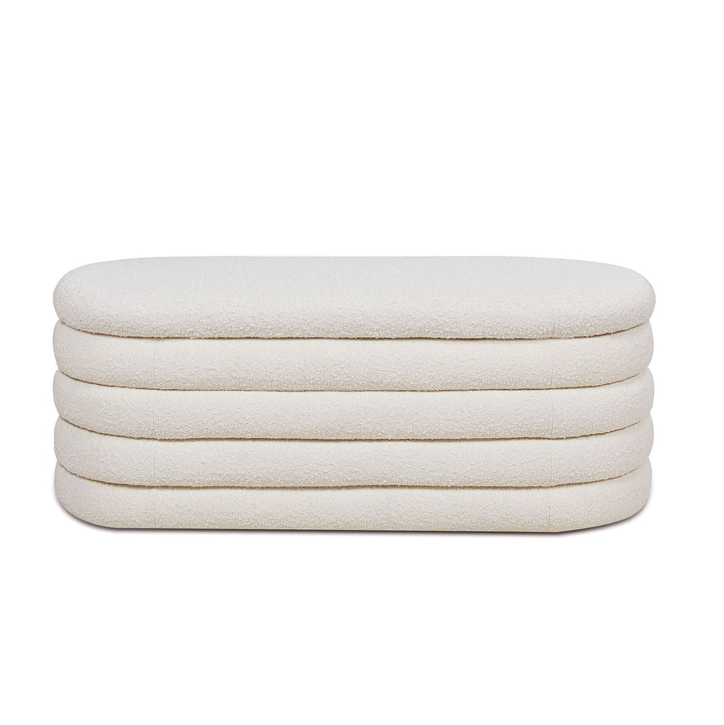 Upholstered Oval Storage Bench with Hidden Storage - Black, White or Dark Green