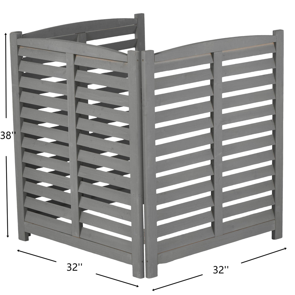 3 Panel Outdoor Wooden Air Conditioner Fence with Privacy Screen - Light Brown or Dark Gray
