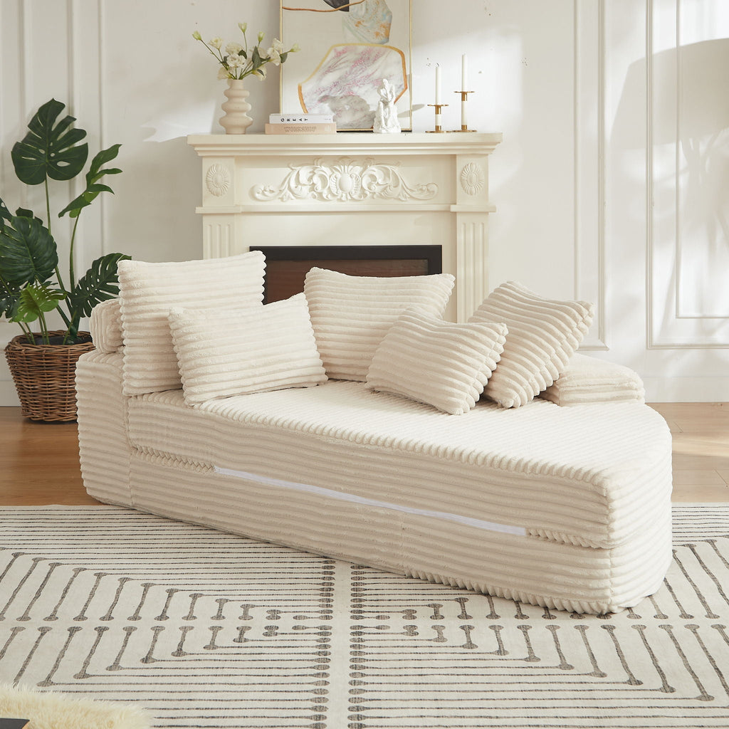 Semi Circular 2 In 1 Sofa Bed with Neck Pillow - Beige, Black, or Dark Green