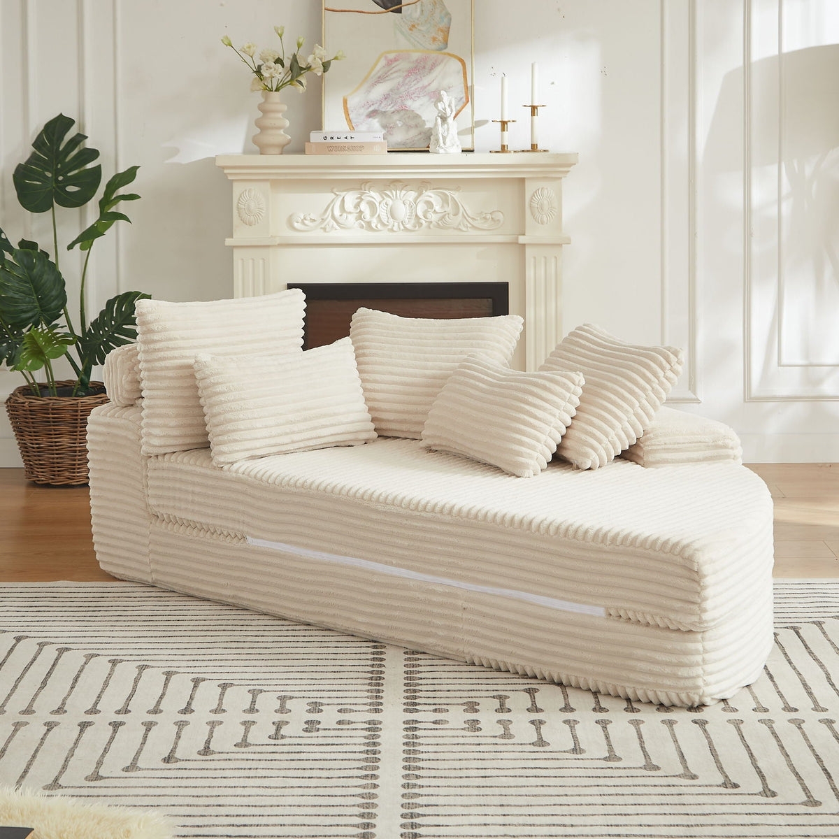 Semi Circular 2 In 1 Sofa Bed with Neck Pillow - Beige, Black, or Dark Green