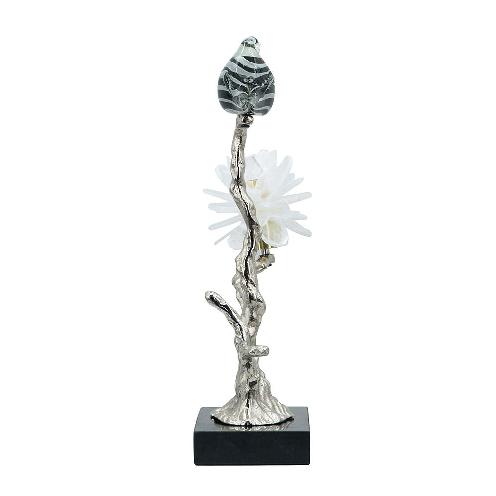 Aluminum Candle Holder with Marble Stand - Pearl Silver or Gold