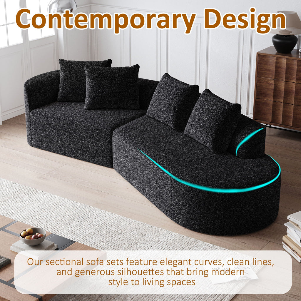 Upholstered Oversized Sectional Sofa - 4 Seater