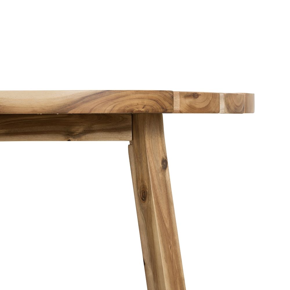 Solid Wood Round Dining Table with Durable Acacia Construction - Natural Wood / Brown