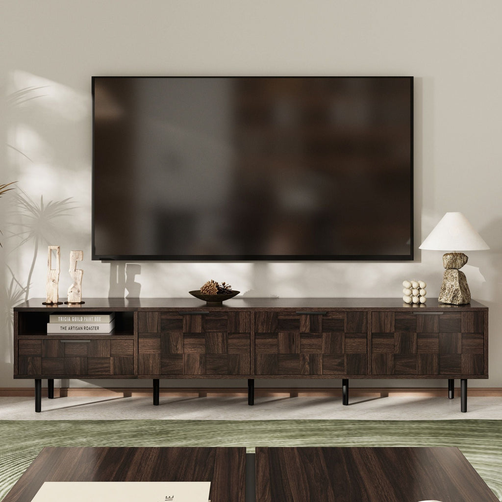 78" TV Stand with Storage Cabinets - Walnut