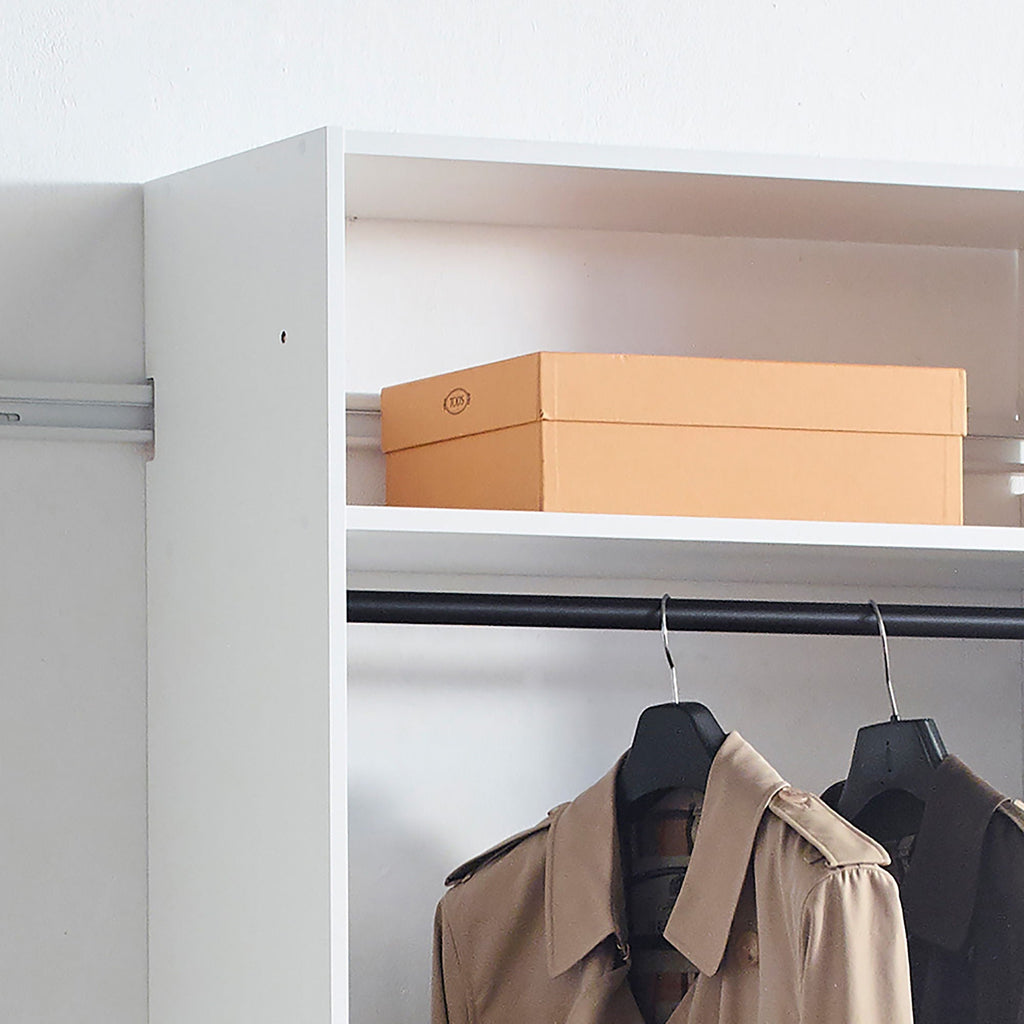 Wall Mounted Wood Closet System with Modular Units – White or Light Brown