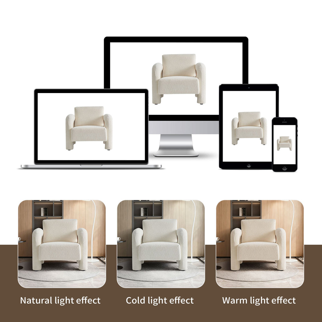 Modern Velvet Accent Chair with Plush Upholstery - Beige