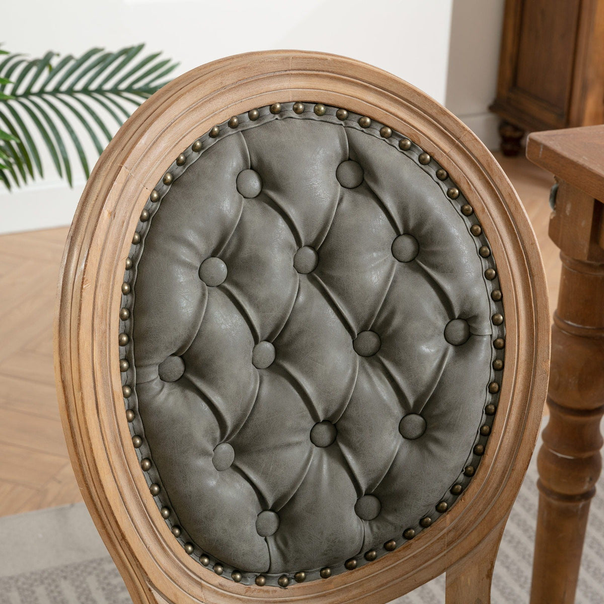 French Style Solid Wood Dining Chair with Nailhead Trim - Multiple Colors