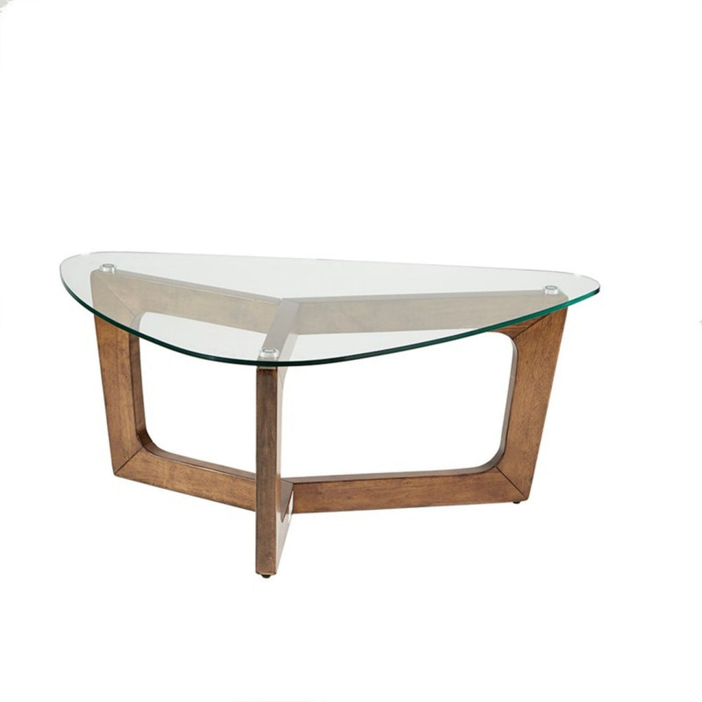 Walker Coffee Table with Tempered Glass Top - Brown
