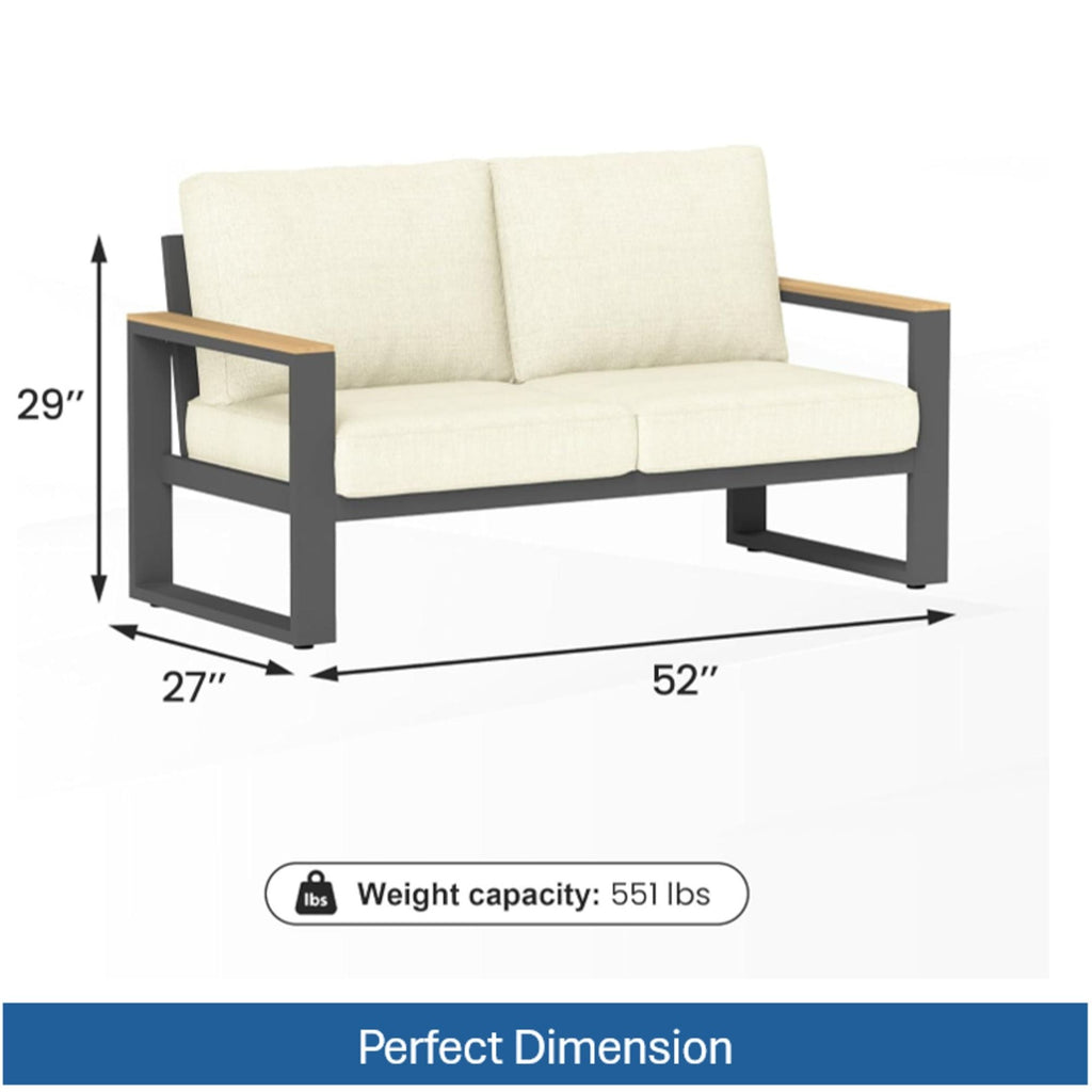 All-Weather Loveseat Sofa with Thick Cushions - Dark Gray or Beige