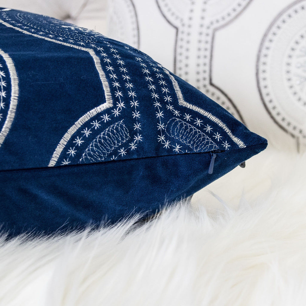 Holiday Throw Pillow with Snowflake Embroidery - 20x20 Inch