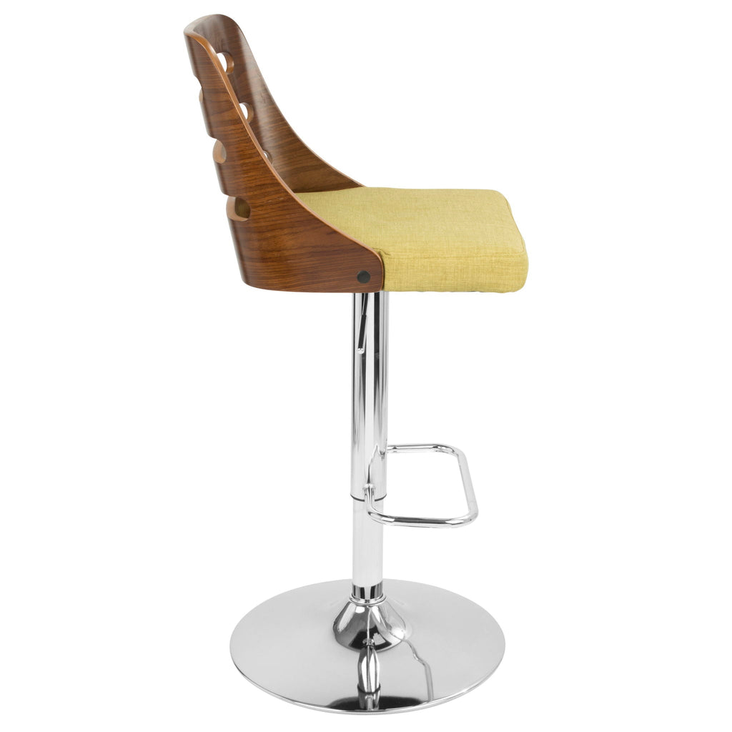 Mid-Century Modern Adjustable Barstool with Swivel - Green