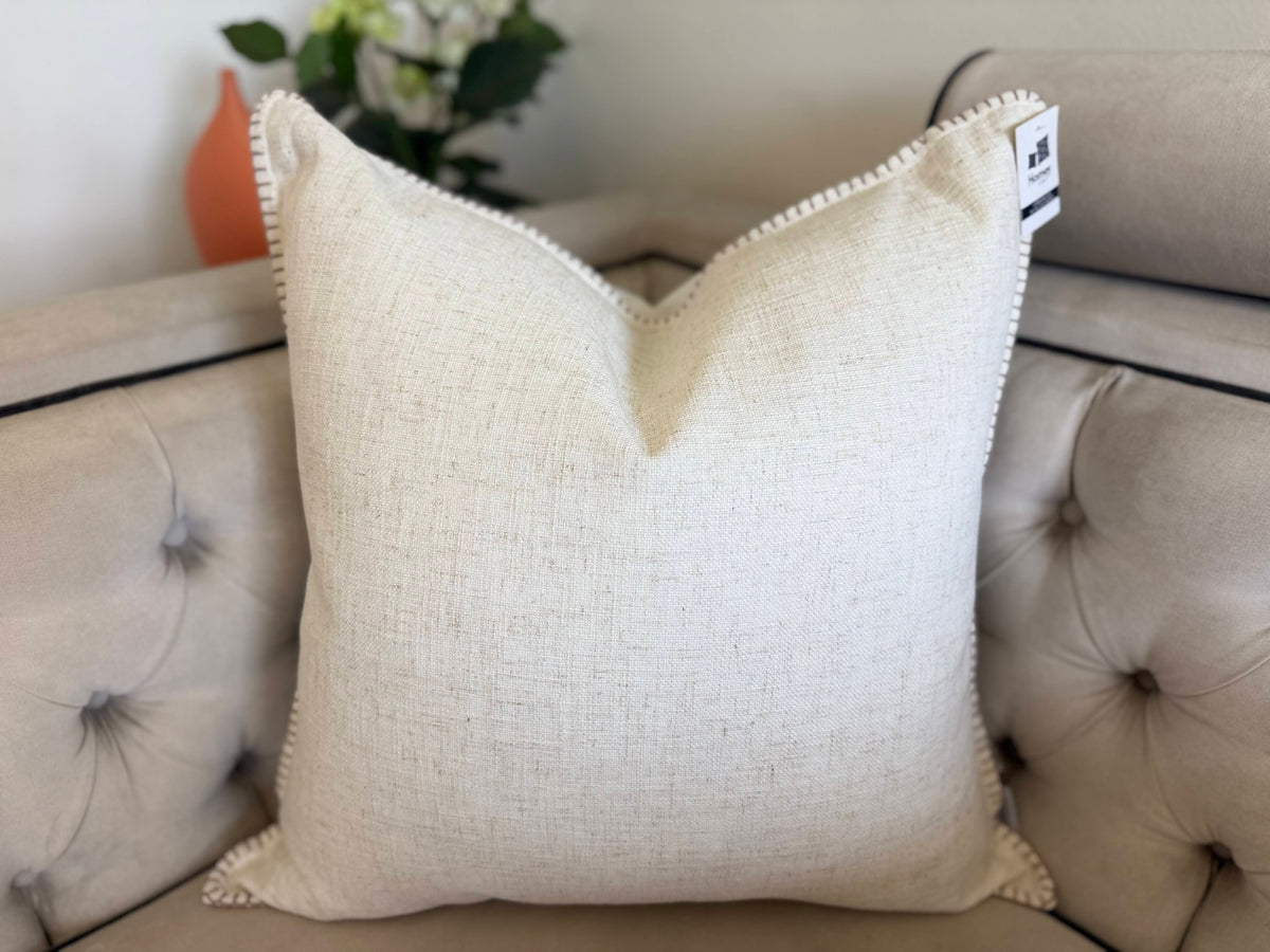 Decorative Blanket with Plush Fill - Ivory