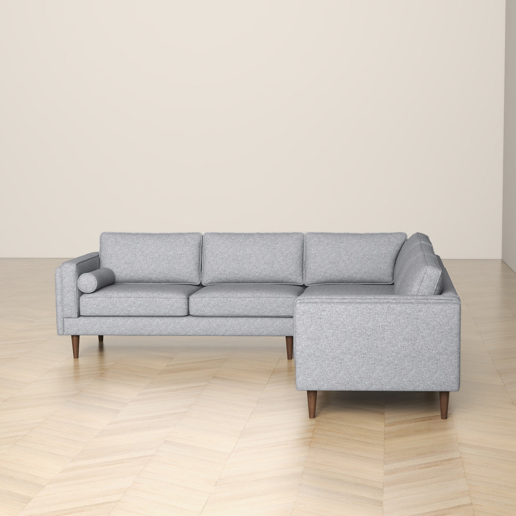 Amber Light Sectional Sofa with Removable Cushions - Light Fabric