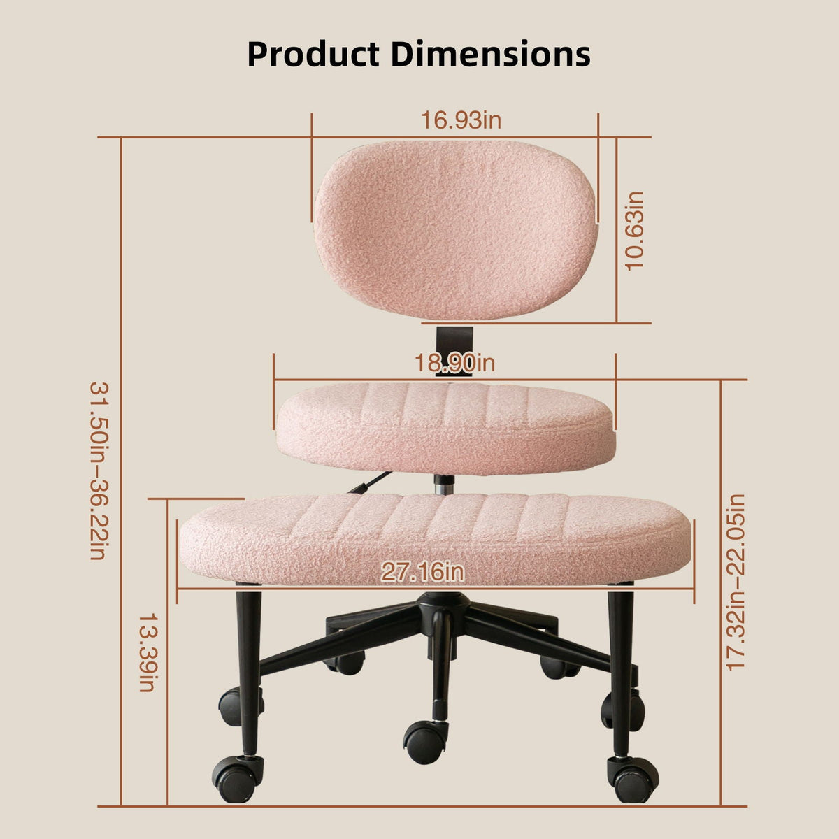 Ergonomic Cross Legged Office Chair with Back Support - Multiple Colors