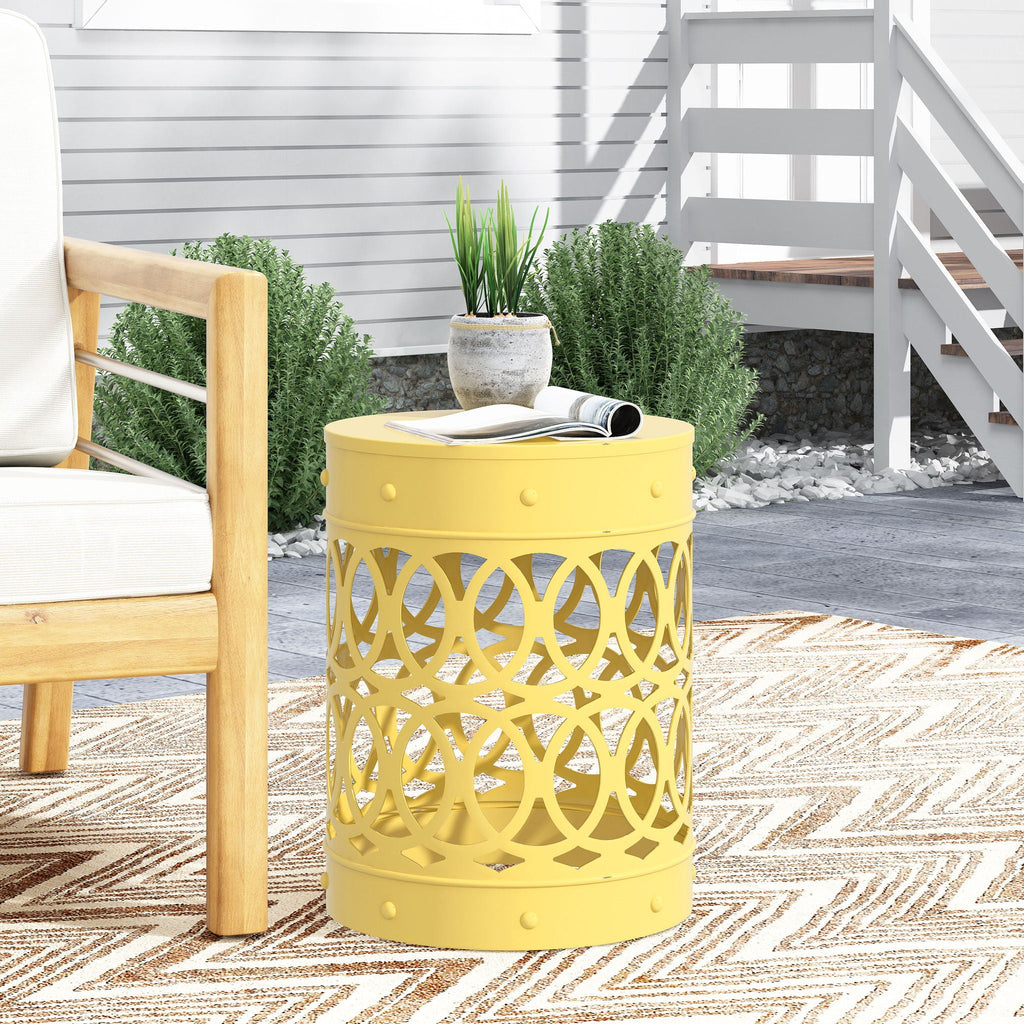 Outdoor Metal Large End Table with Modern Design - Multiple Colors