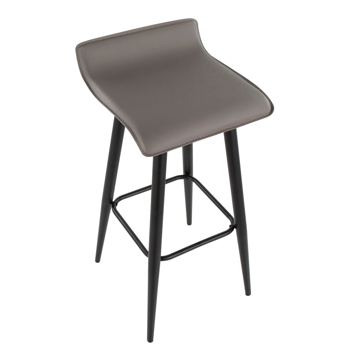 Contemporary Fixed Height Bar Stool Set with Metal Base - Pearl Silver or White