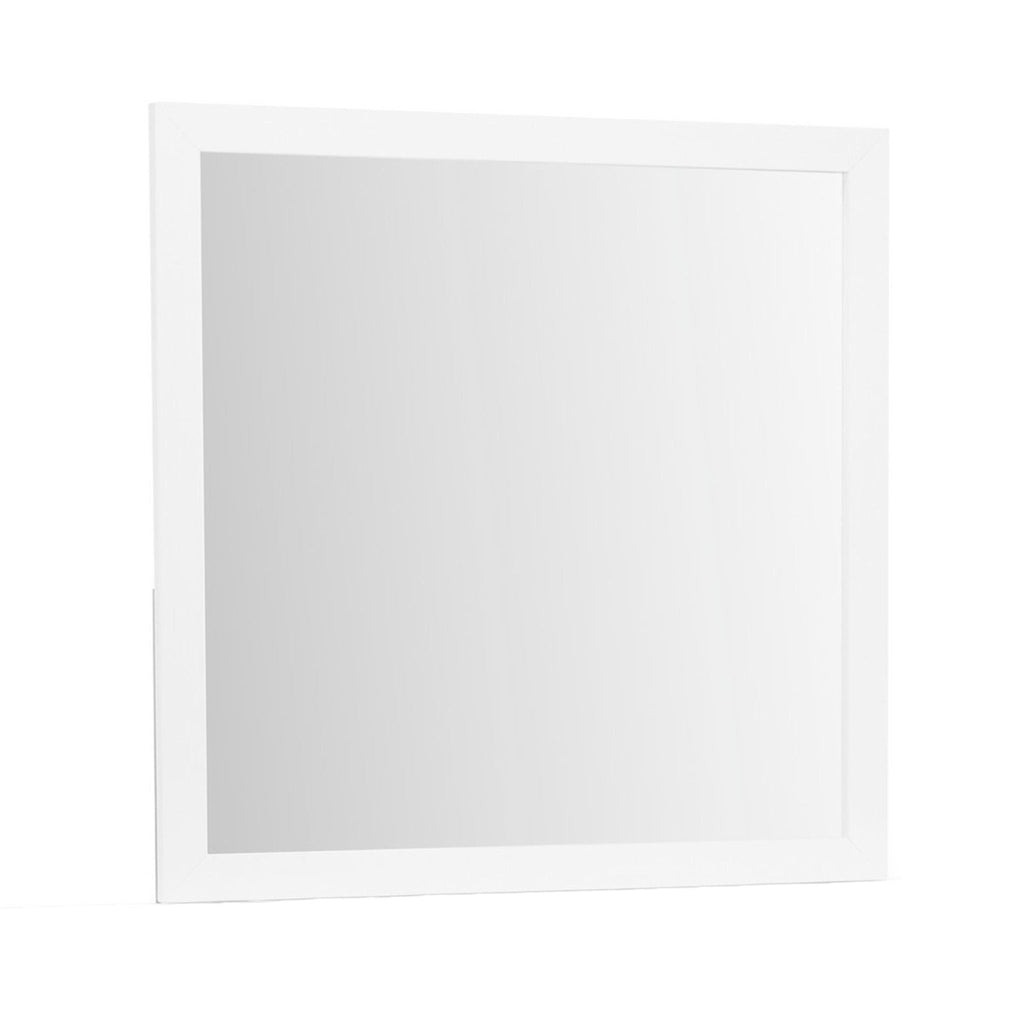 White Mirror with Sleek Design and Acrylic Hardware - 39.56" W