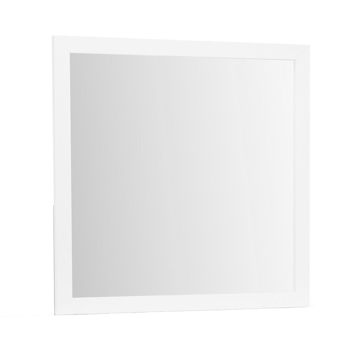 White Mirror with Sleek Design and Acrylic Hardware - 39.56" W