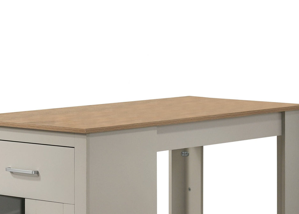Small Space Counter Height Dining Table with Cabinet and 2 Stools - Gray or Light Brown