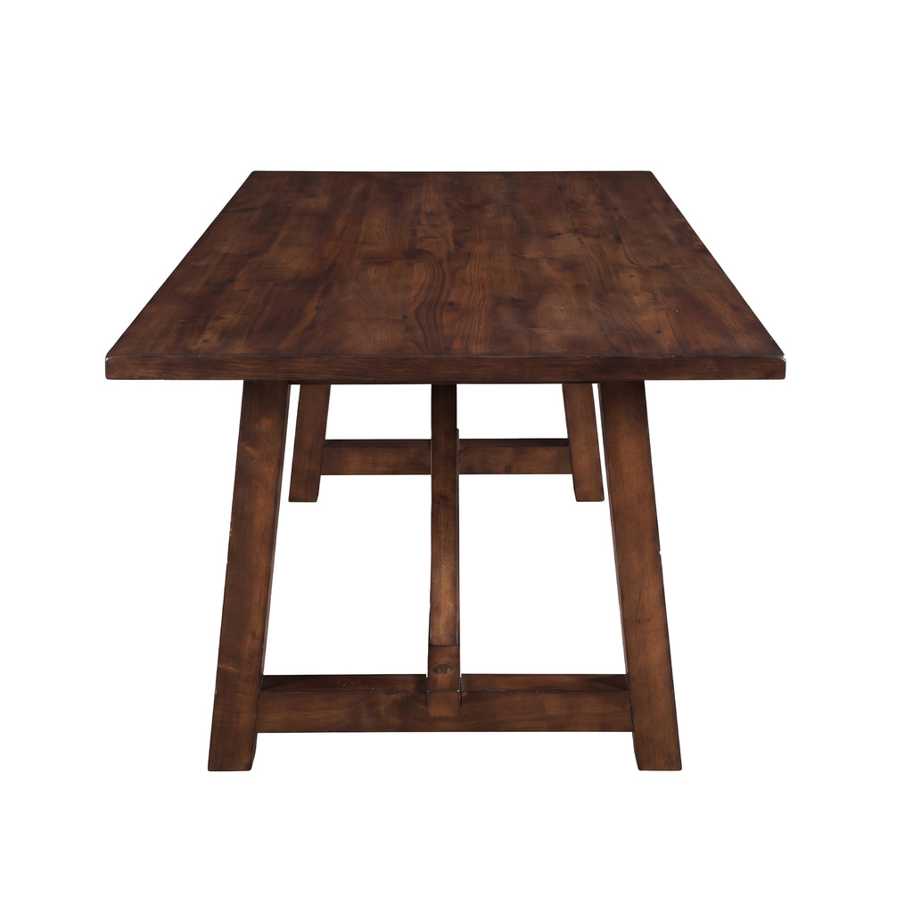Farmhouse Style Dark Dining Table with Trestle Design - Dark Finish