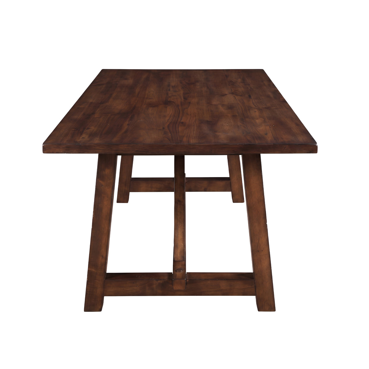 Farmhouse Style Dark Dining Table with Trestle Design - Dark Finish