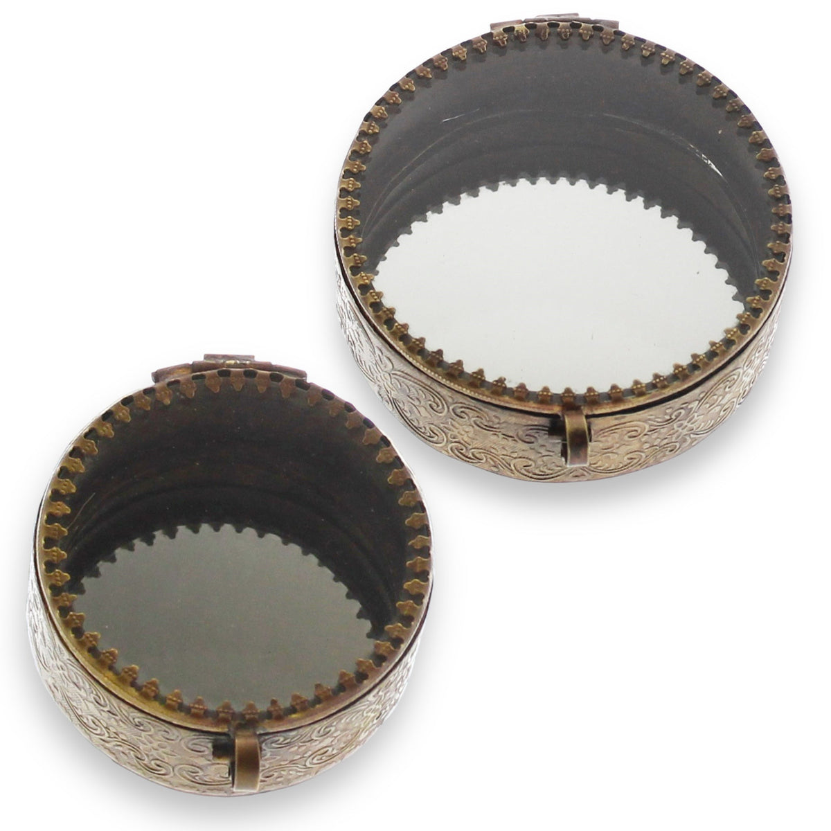 Mirrored Brass Trinket Boxes