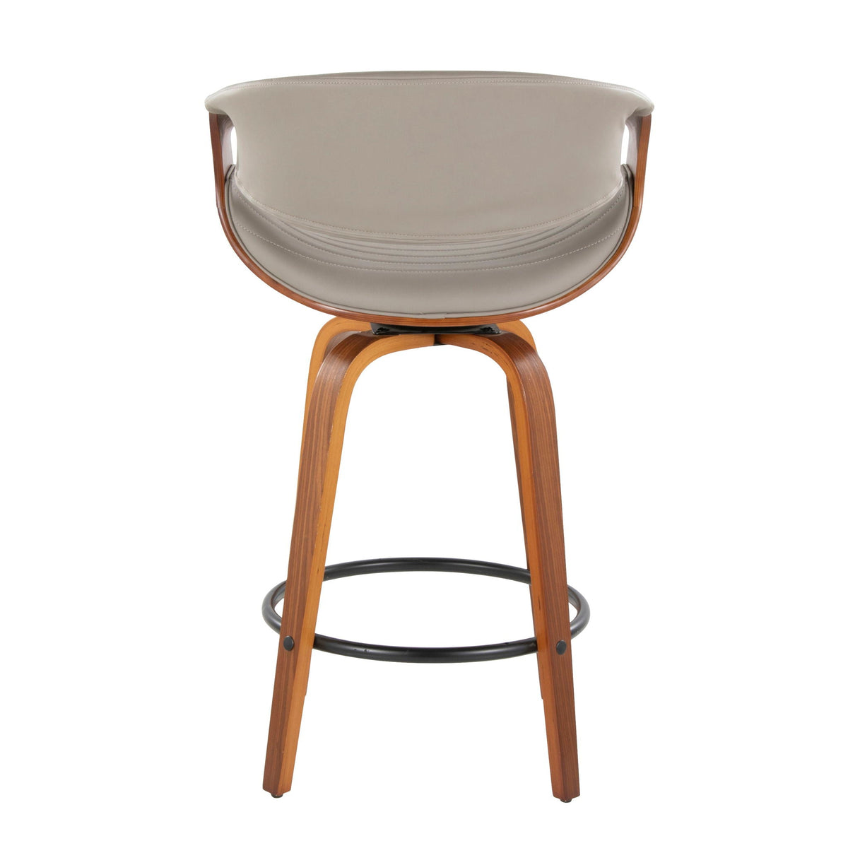 Mid Century Modern Counter Stools with Swivel and Tufted Upholstery - Beige or Pearl Silver