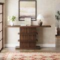 Vintage Narrow Console Table with 2 Tier Open Storage Shelves - Solid Wood Finish